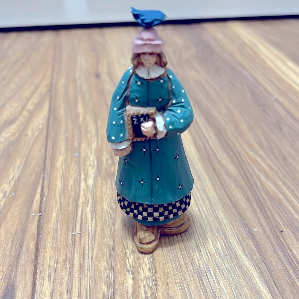 Vintage Williraye Studios Teacher / Scholar Woman With Math Slate And Bird
